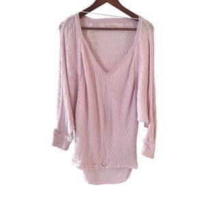 We The Free People Thiens Hacci Sweater Women Medium Pink Bohemian Romantic City
